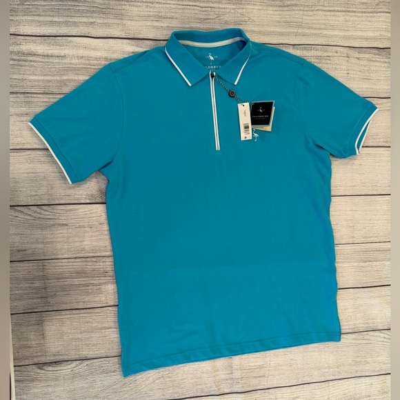 TAILORBYRD Collection Men Blue Polo Shirt with White Trim/size M - Picture 2 of 8